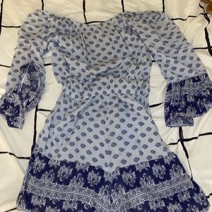 Blue patterned romper